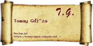 Tomay Géza névjegykártya